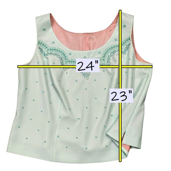 John Meyer of Norwich Womens Mint Green 3 PC Skirt Suit Size 18W Plus Beaded - Picture 15 of 16